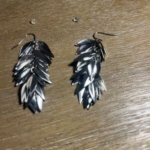 Silver Leaf Dangle Earrings